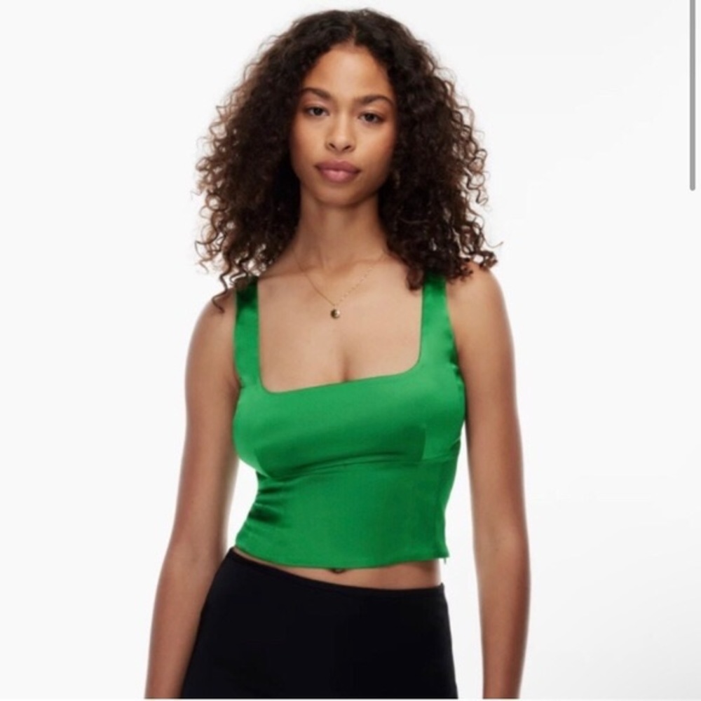 Aritzia Wilfred Shine Bustier in Kelly Green